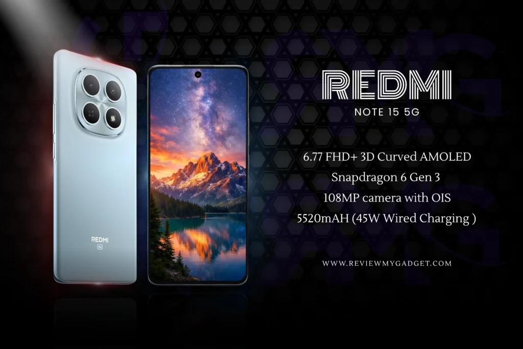 This Image repersent the All New Xiaomi Redmi Note 15 5G Price in India, Specs, Features & Review.